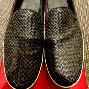 Salvatore Ferragamo Me’s leather woven slip on shoes ~ size 10